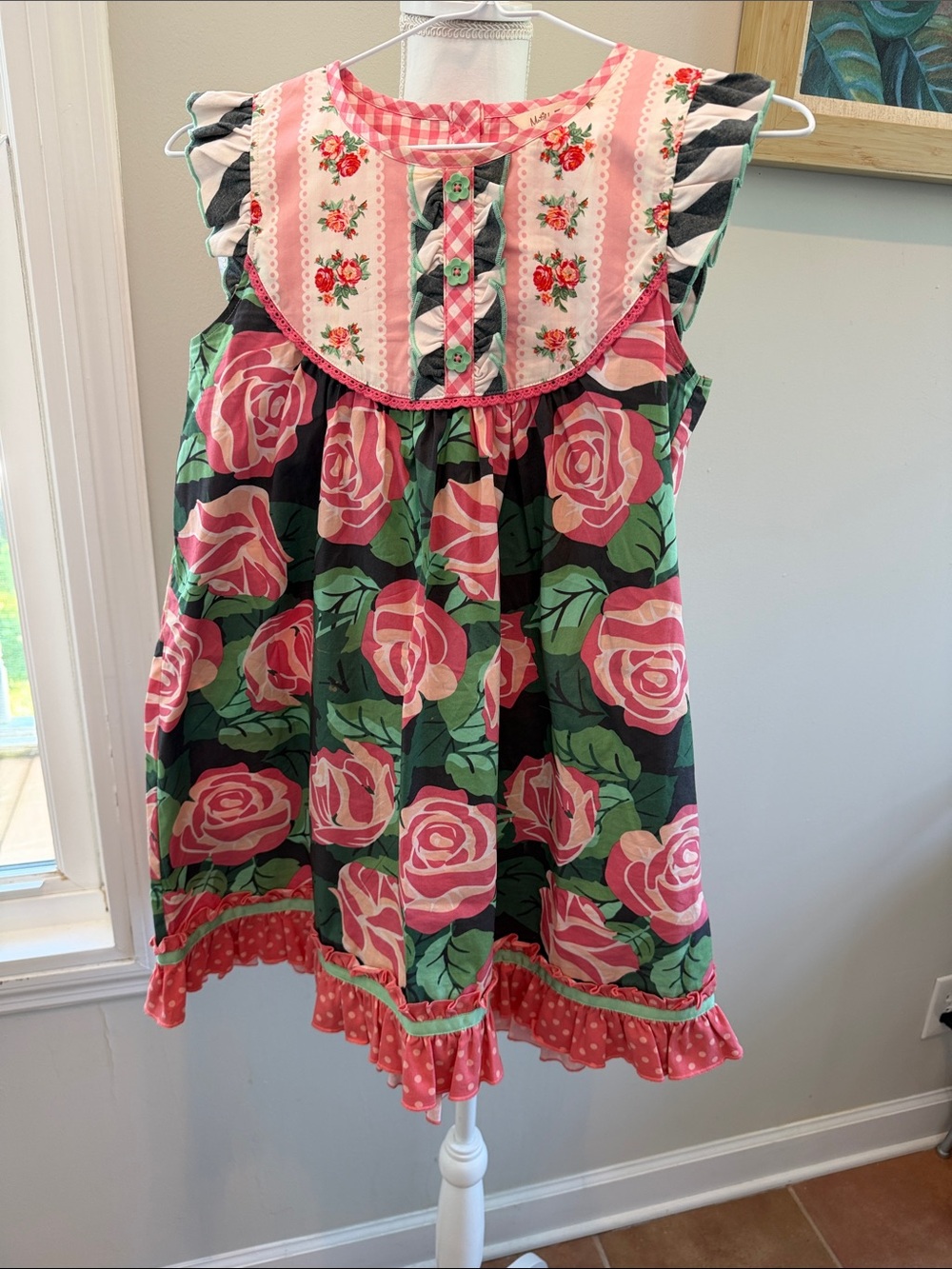 Matilda Jane Pink and Green Rose Print Ruffle Sundress
